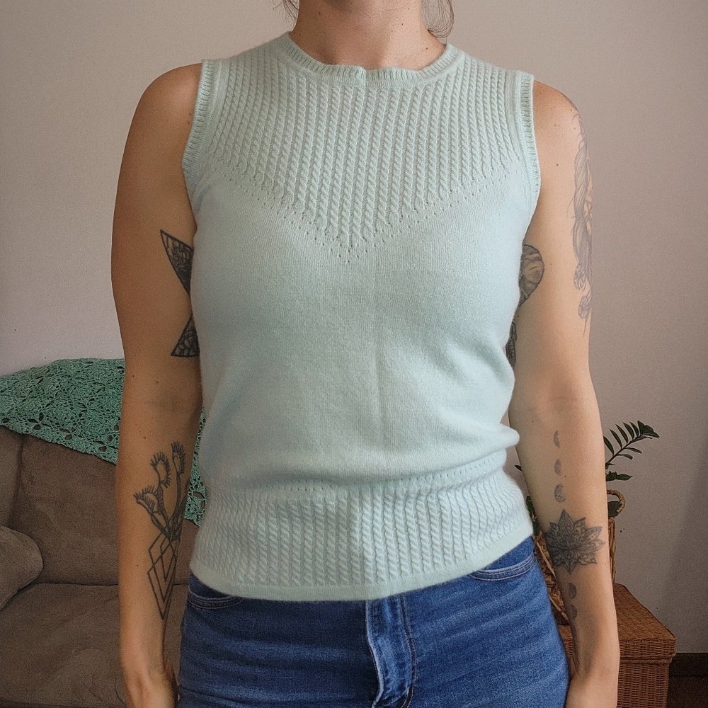 Mint Green Sleeveless Knit Tank Top